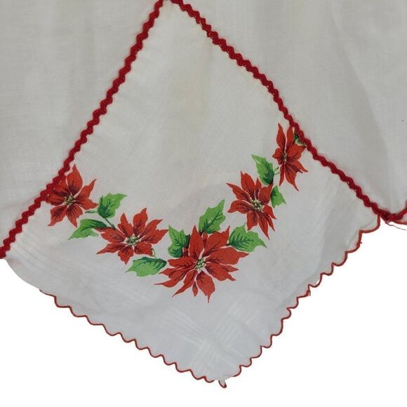 Handmade Vintage Chrysanthemum Handkerchief Rick Rack Holiday Apron Christmas - Picture 2 of 7